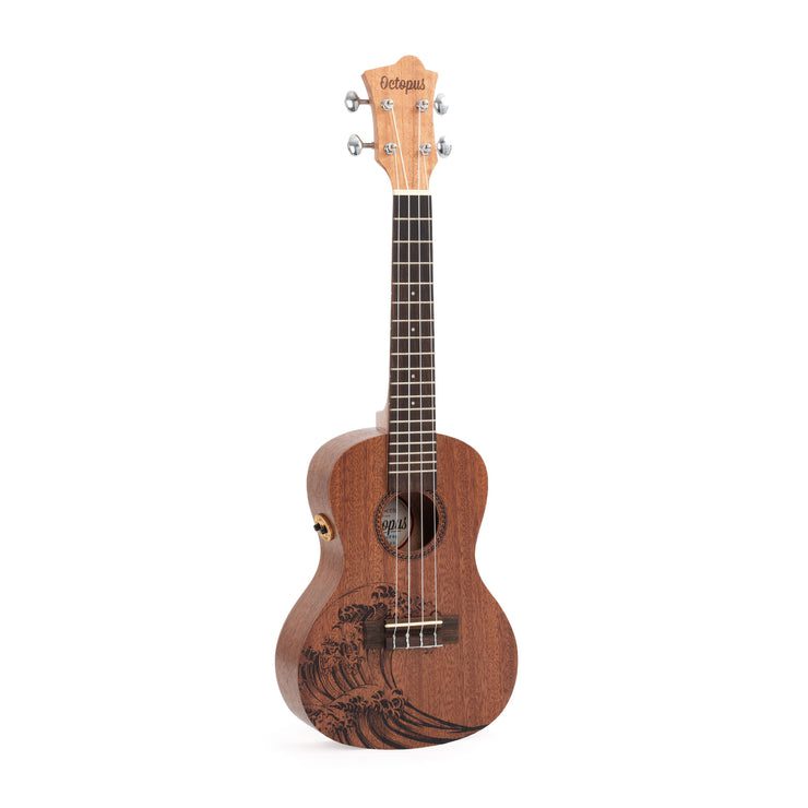 Octopus Rosette electro concert ukulele - wave motif