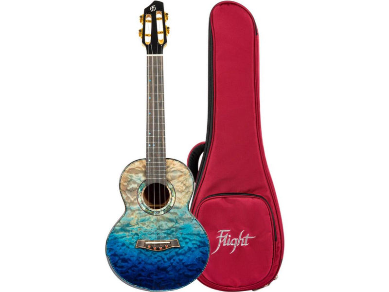 Flight A10 All Solid Tenor Ukulele - QM Faded Blue Ukulele