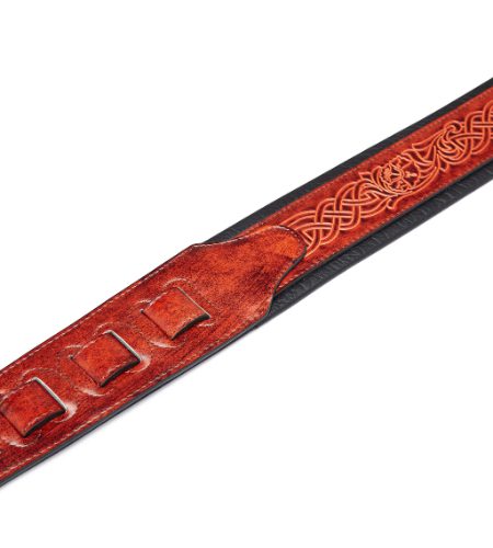 ISUZI CK01 Dark Red Celtic Knott Leather Guitar Strap