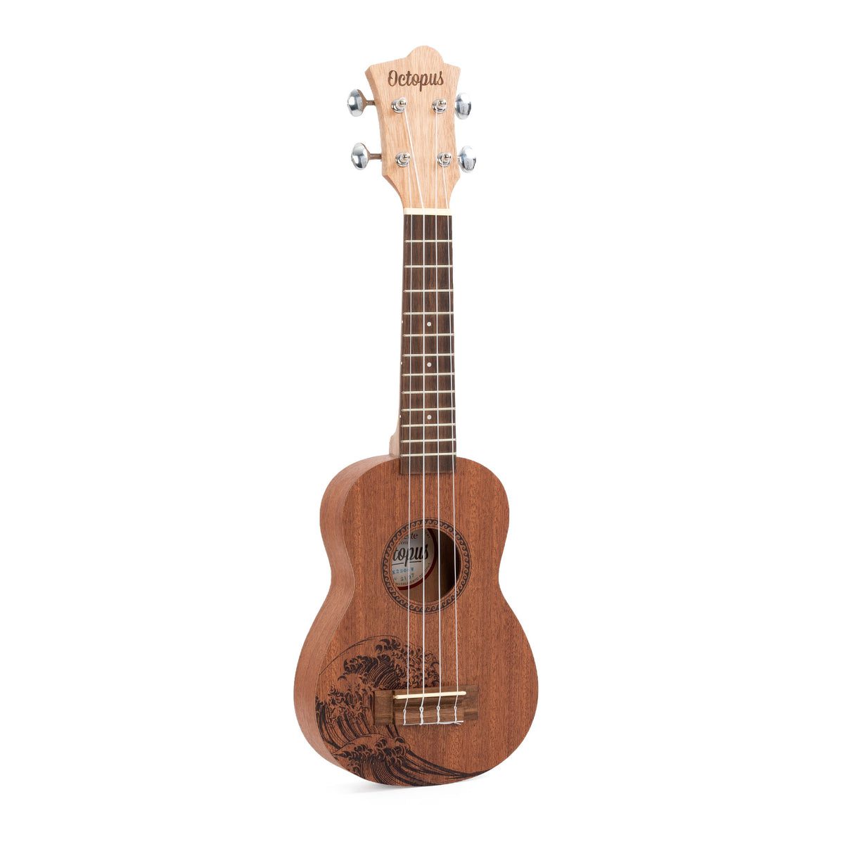 Octopus Rosette soprano ukulele - wave motif