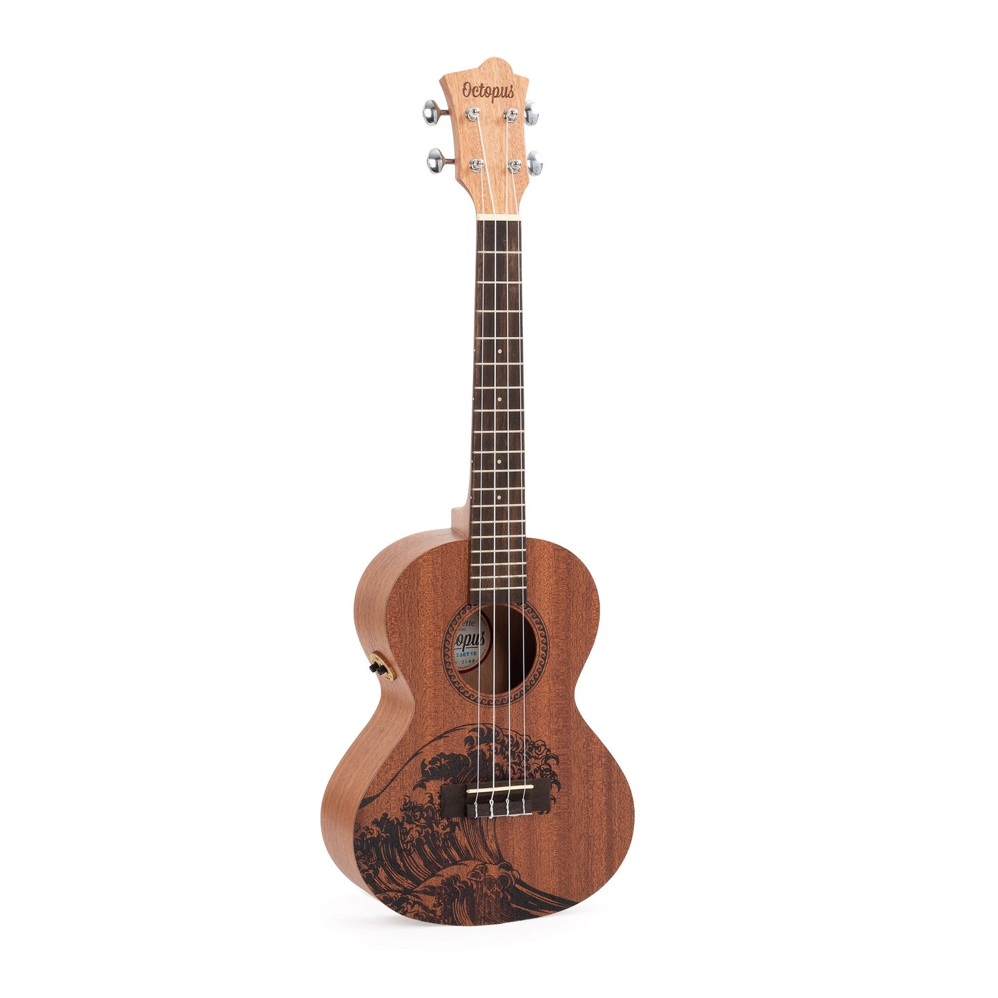 Octopus Rosette electro-acoustic tenor ukulele - wave motif