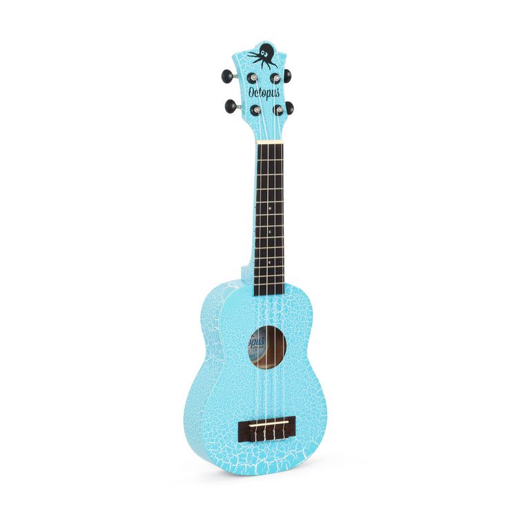 Octopus Academy soprano ukulele ~ Crackle light blue & white crackle