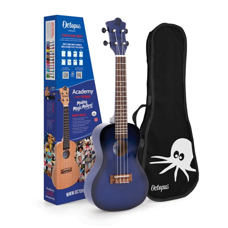 Octopus Academy concert ukulele ~ Dark Blue Burst