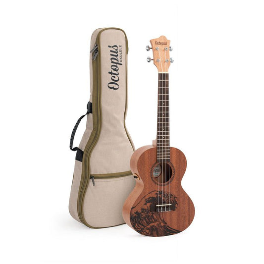 Octopus Rosette electro-acoustic tenor ukulele - wave motif