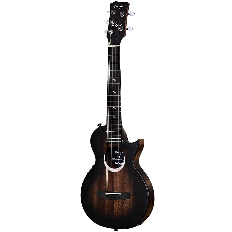 Enya EUT-MOON5/BK/EQ Signature Taimane 5-String Ukulele, Black w/ Effects Pickup