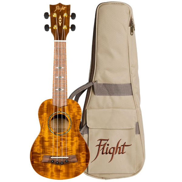 Flight DUS445 Soprano Acacia Ukulele With Bag