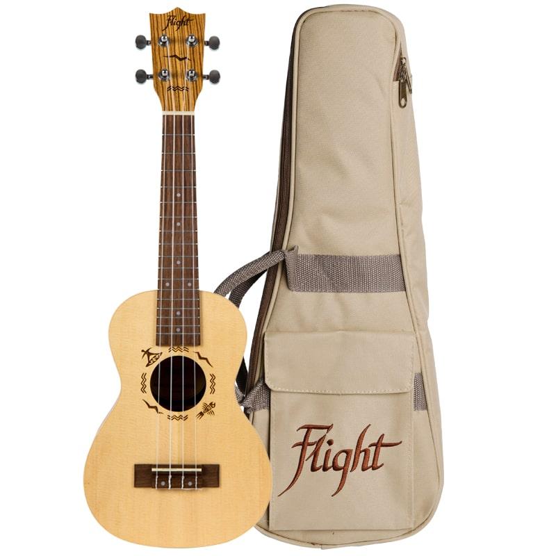 Flight DUC525 Concert Solid Top Ukulele Zebrawood