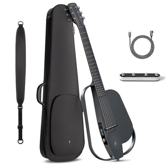 Enya 2023 NEXG 2 Black All-in-One Smart Audio Loop Guitar with Case, Wireless Pedal & Charging Stand