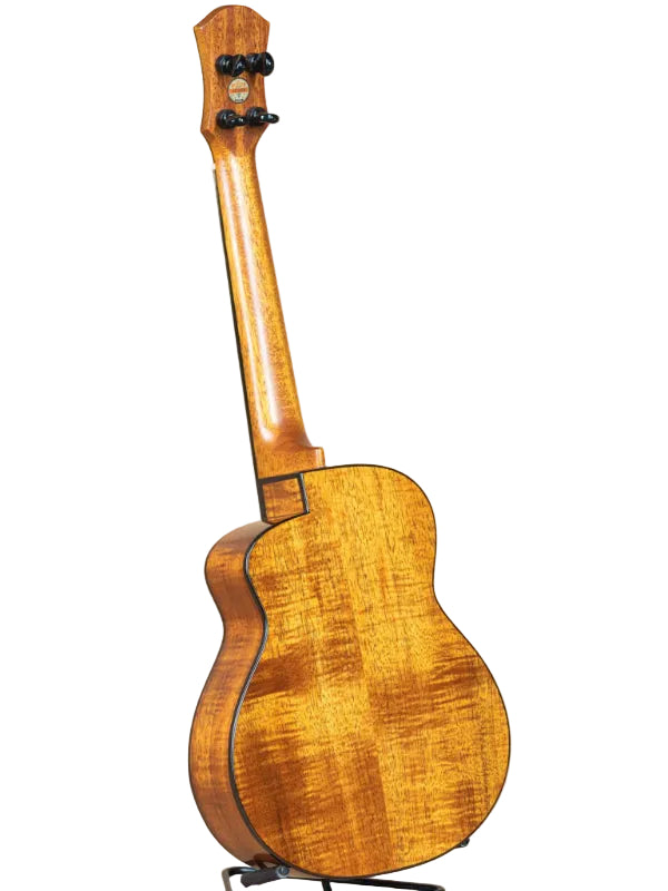 Wooden ukulele on a beige background