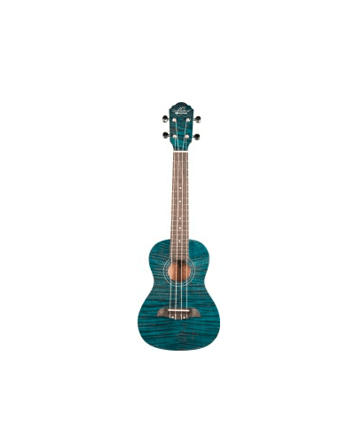 Oscar Schmidt OU2TFTBL-A-U Tenor Ukulele Flame Mahogany Transparent Blue