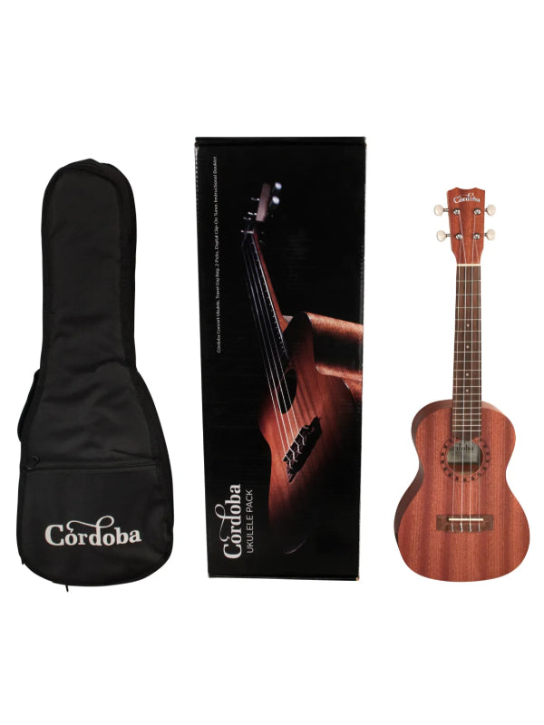 Cordoba UP100 Concert Ukulele Pack (includes gig bag, tuner, picks, and chord book)