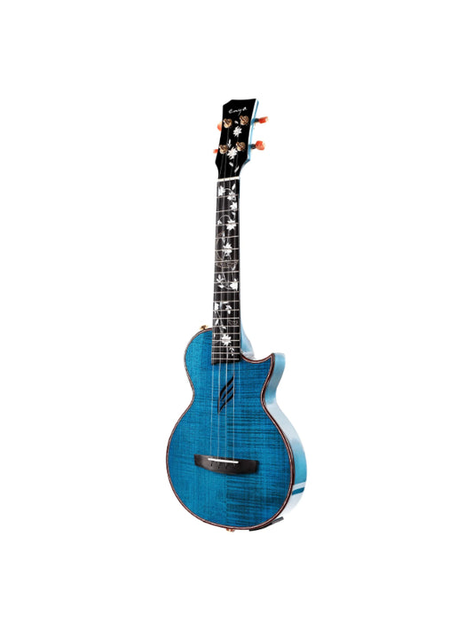 Enya EUT-E6 Blue All Solid Flamed Maple Tenor Ukulele with TransAcoustic (Thin body)