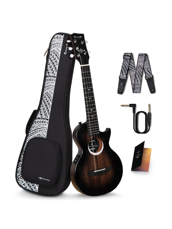 Enya Moon 5-String - Taimane Signature Black Electro-Acoustic Tenor Ukulele