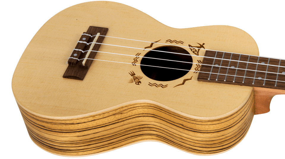 Flight DUC525 Concert Solid Top Ukulele Zebrawood