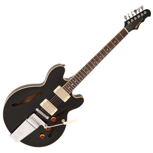 Fret-King Elise Custom with vintage style Vibrato ~ Gloss Black Guitar