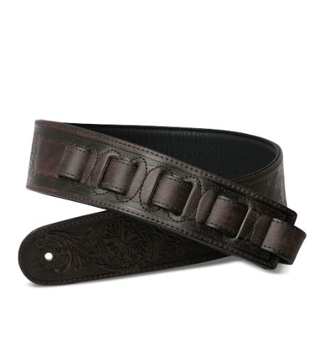 ISUZI LIF05 Dark Brown Leather Guitar Strap