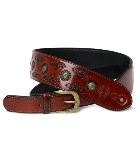 ISUZI VPB20-2 Orange Leather Guitar Strap