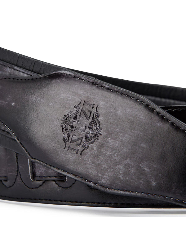 ISUZI CK01 Black Celtic Knott Leather Guitar Strap