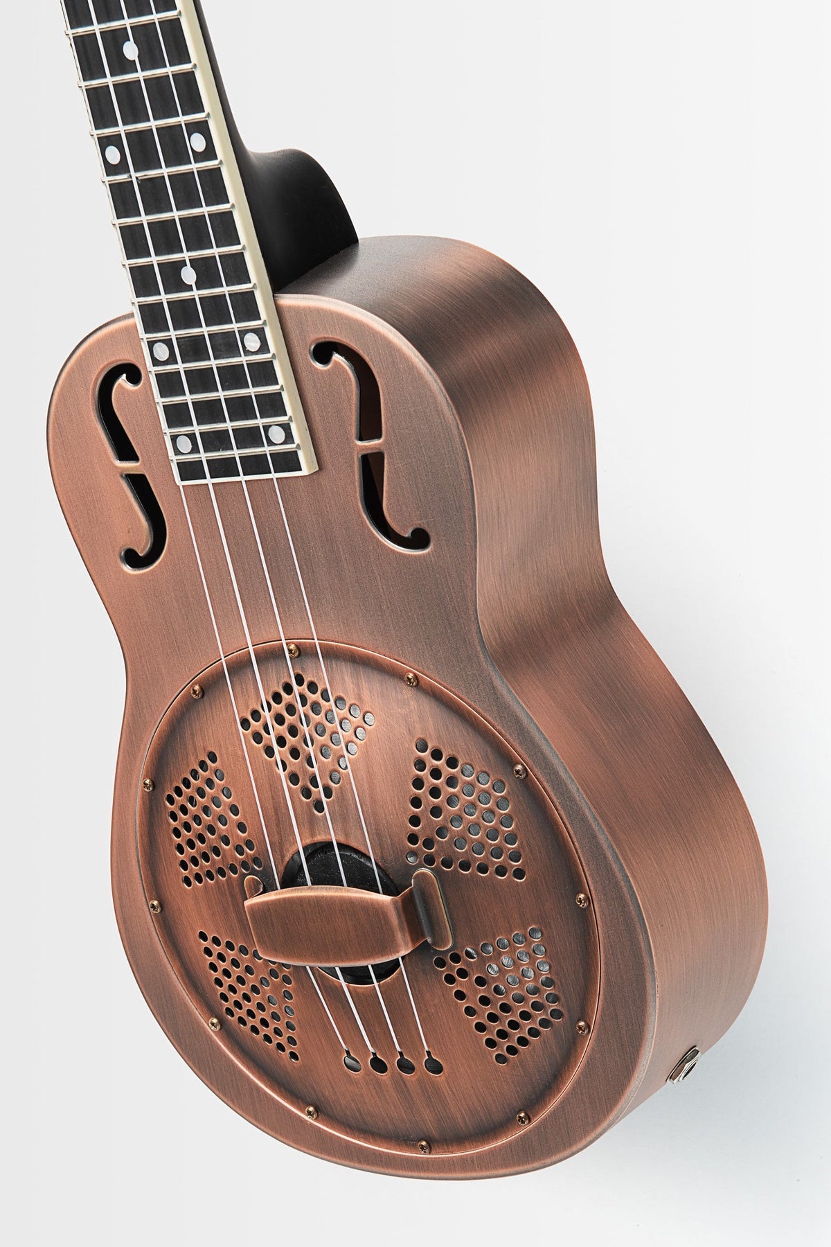 Kala KA-RES-BCR-B-E Brushed Copper Baritone Resonator Ukulele with EQ With Bag