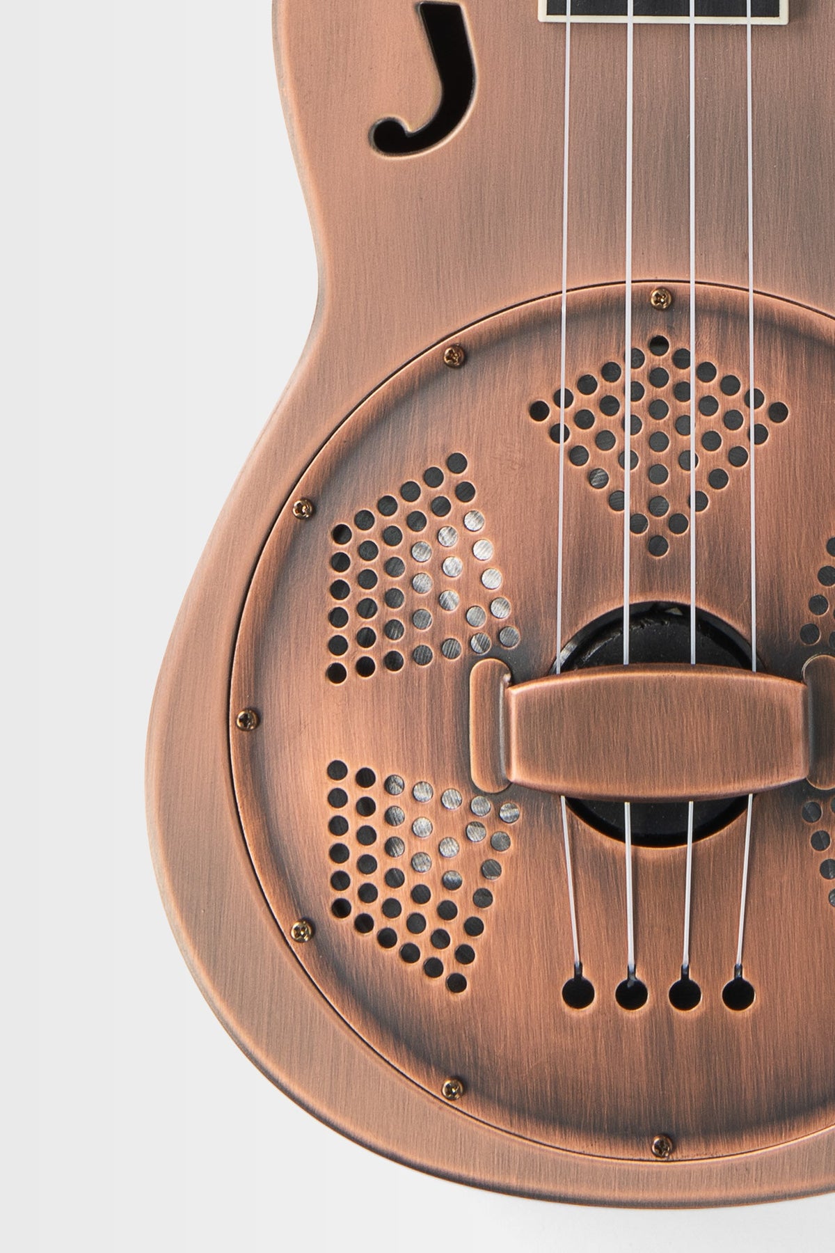 Kala KA-RES-BCR-B-E Brushed Copper Baritone Resonator Ukulele with EQ With Bag