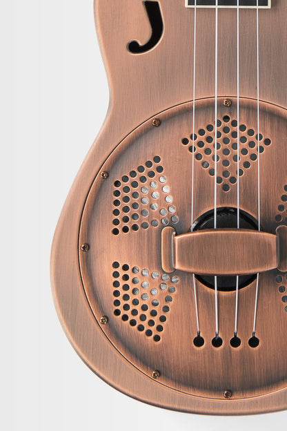 Kala KA-RES-BCR-B-E Brushed Copper Baritone Resonator Ukulele with EQ With Bag