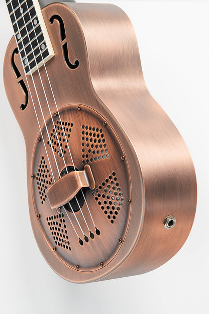 Kala KA-RES-BCR-B-E Brushed Copper Baritone Resonator Ukulele with EQ With Bag
