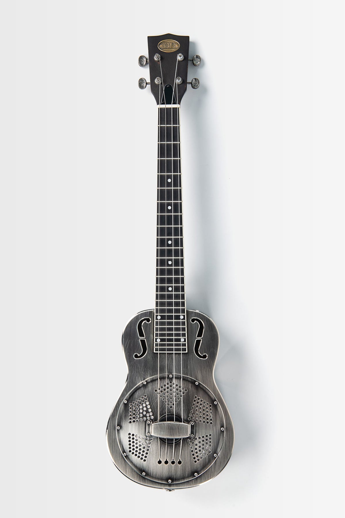Kala KA-RES-BNI-B-E Brushed Nickel Baritone Resonator Ukulele with EQ With Bag