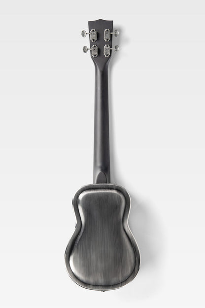 Kala KA-RES-BNI-B-E Brushed Nickel Baritone Resonator Ukulele with EQ With Bag