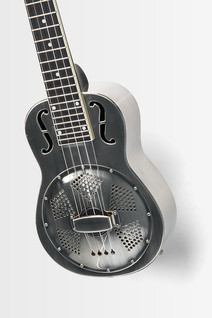 Kala KA-RES-BNI-B-E Brushed Nickel Baritone Resonator Ukulele with EQ With Bag
