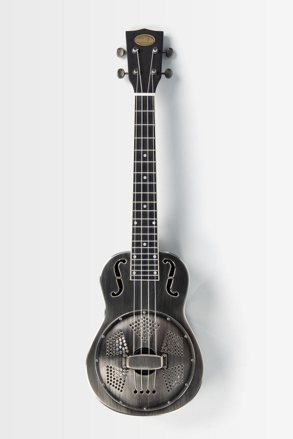 Kala KA-RES-BNI-T-E Brushed Nickel Tenor Resonator Ukulele with EQ With Bag