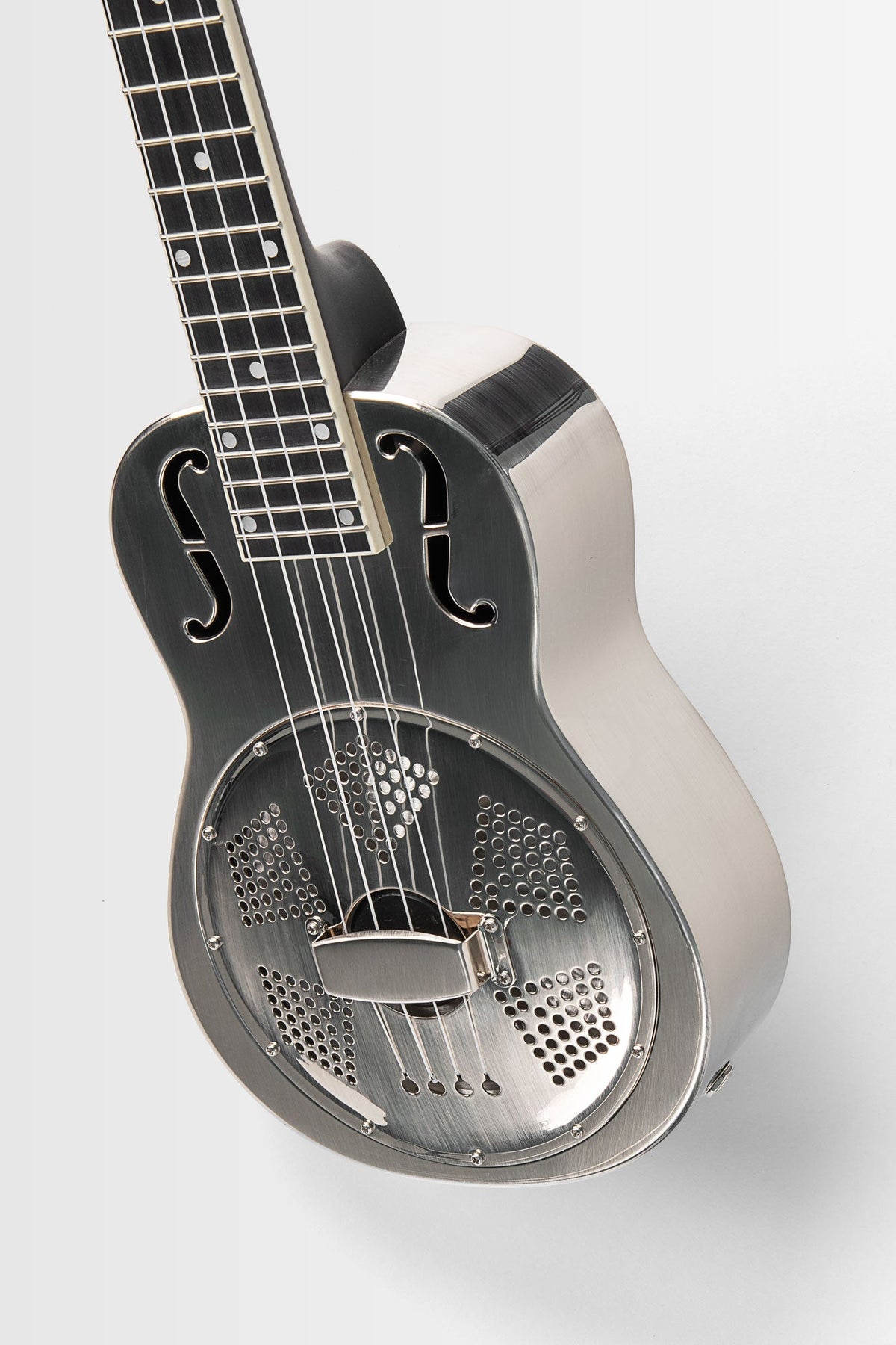Kala KA-RES-BNI-T-E Brushed Nickel Tenor Resonator Ukulele with EQ With Bag