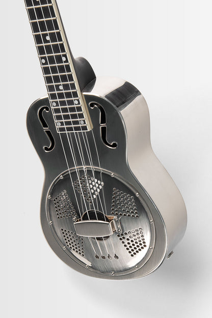 Kala KA-RES-BNI-T-E Brushed Nickel Tenor Resonator Ukulele with EQ With Bag