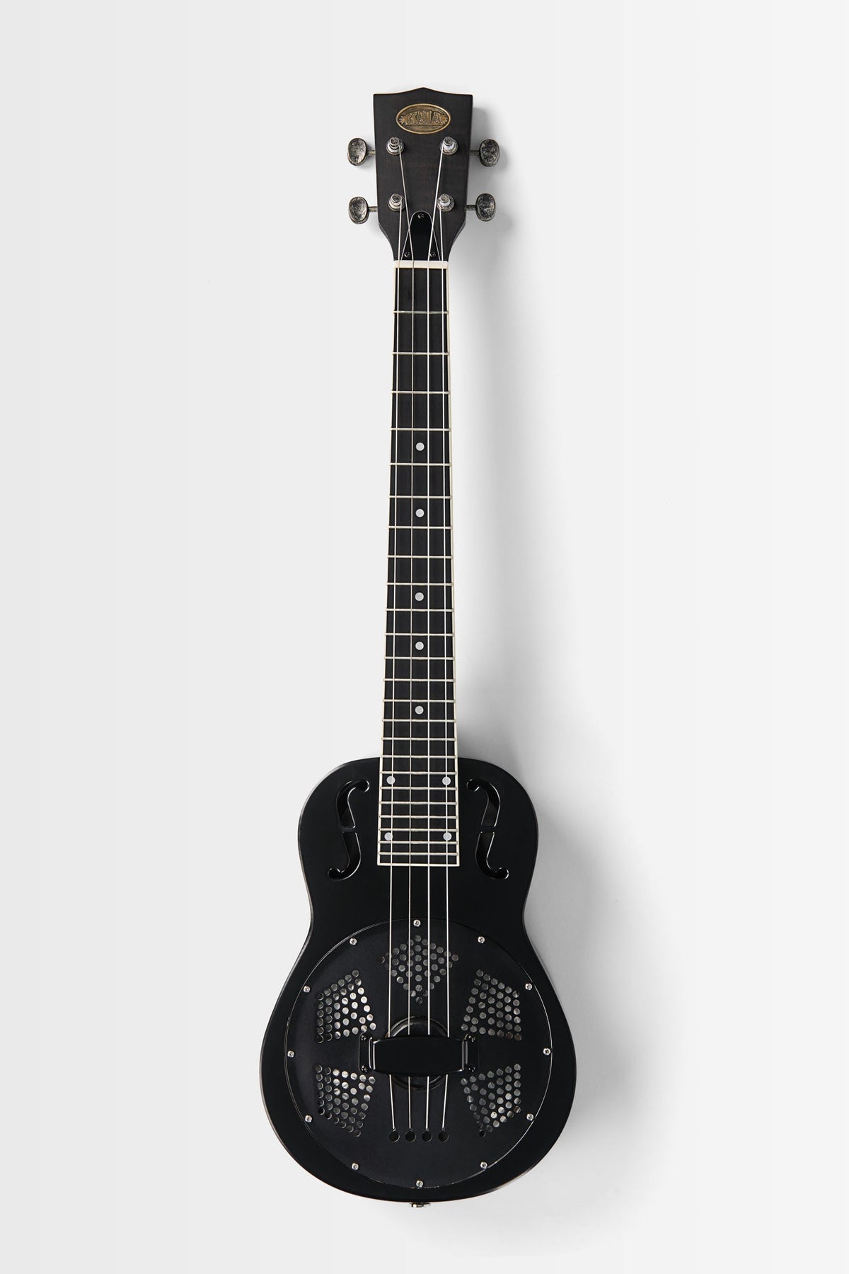 Kala KA-RES-MBK-B-E Matte Black Baritone Resonator Ukulele with EQ With Bag