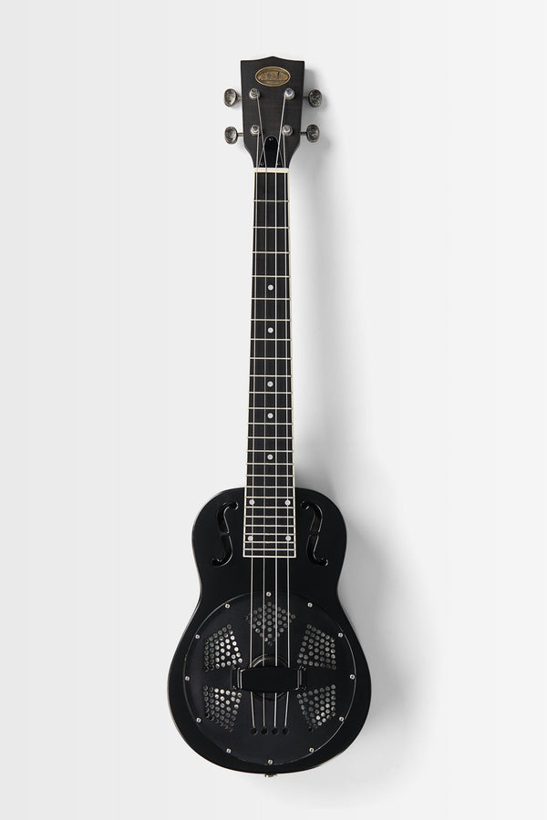 Kala KA-RES-MBK-B-E Matte Black Baritone Resonator Ukulele with EQ With Bag