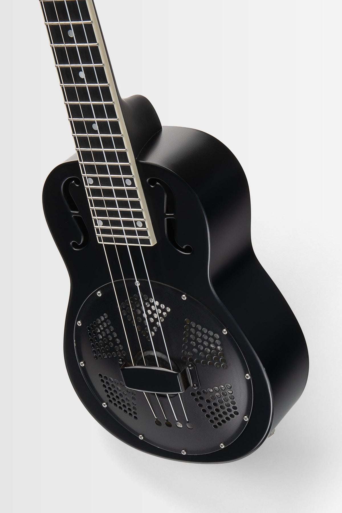 Kala KA-RES-MBK-B-E Matte Black Baritone Resonator Ukulele with EQ With Bag