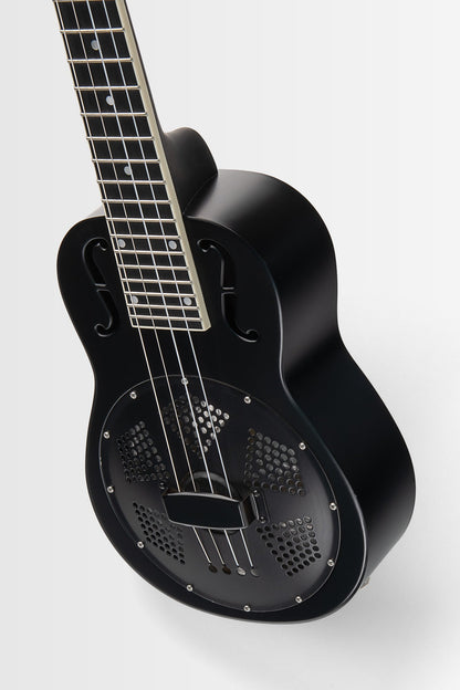 Kala KA-RES-MBK-B-E Matte Black Baritone Resonator Ukulele with EQ With Bag
