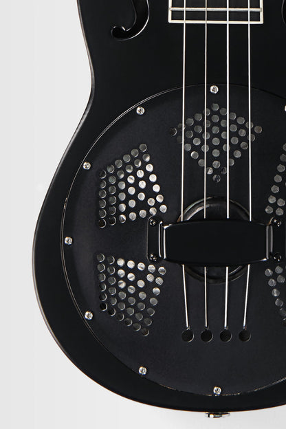 Kala KA-RES-MBK-B-E Matte Black Baritone Resonator Ukulele with EQ With Bag