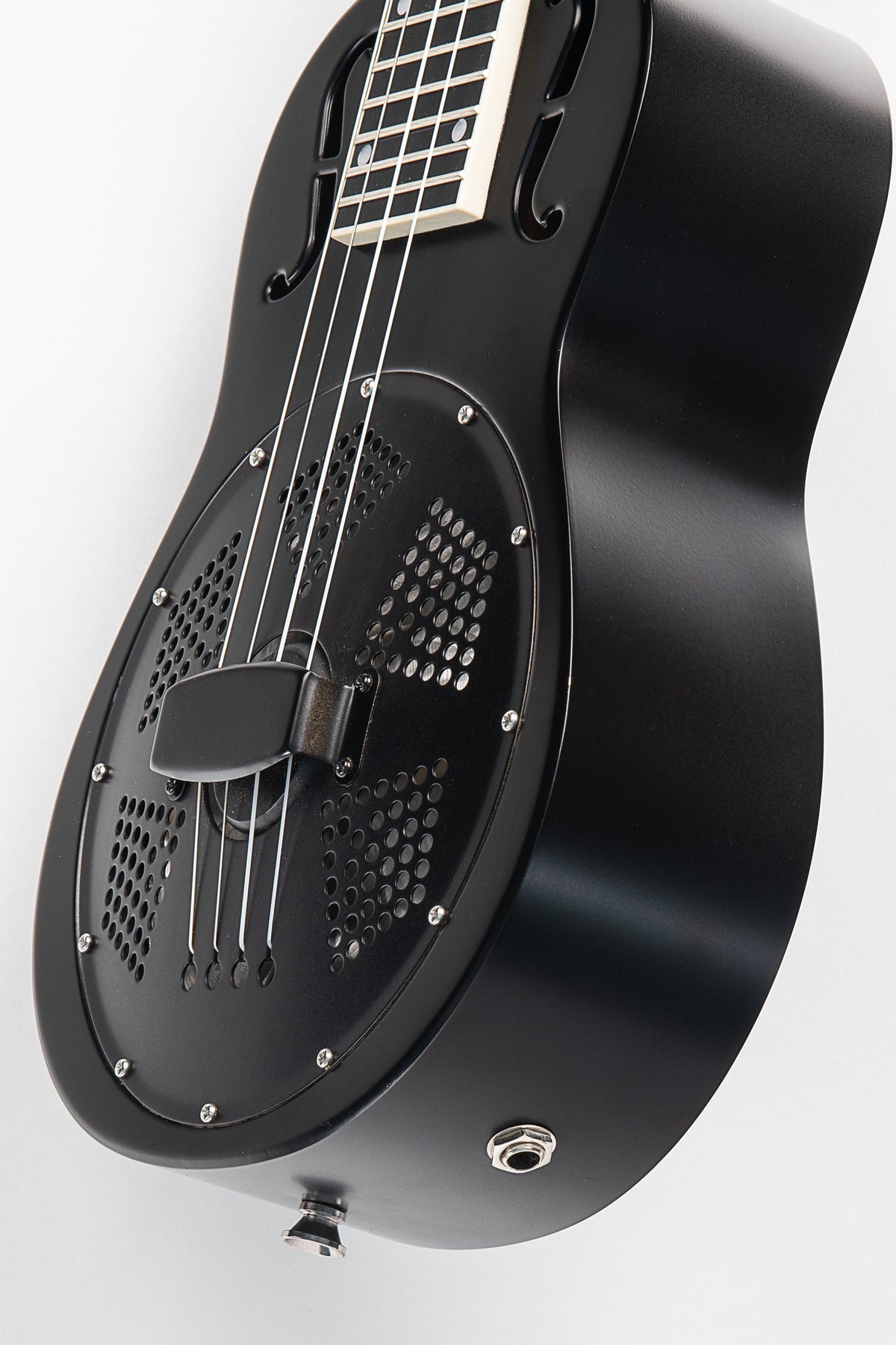 Kala KA-RES-MBK-B-E Matte Black Baritone Resonator Ukulele with EQ With Bag