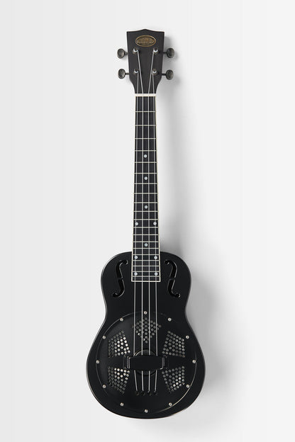 Kala KA-RES-MBK-T-E Matte Black Tenor Resonator Ukulele with EQ With Bag