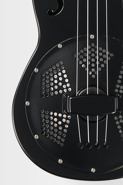 Kala KA-RES-MBK-T-E Matte Black Tenor Resonator Ukulele with EQ With Bag