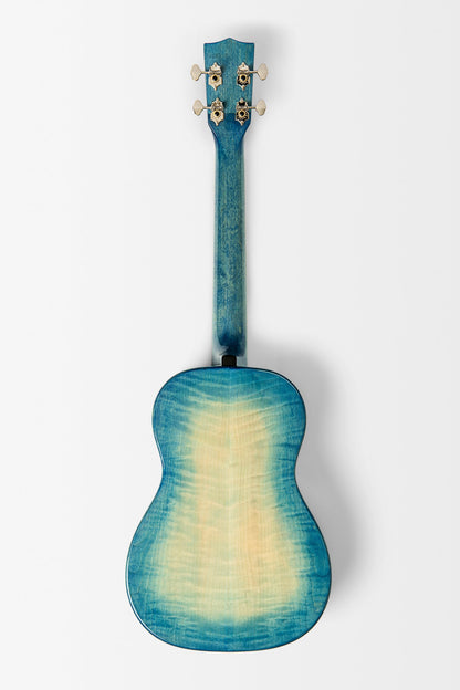 Kala KA-WF-BLU-AFM-B All Solid Blue Flame Maple Waterfall Baritone Ukulele With Bag