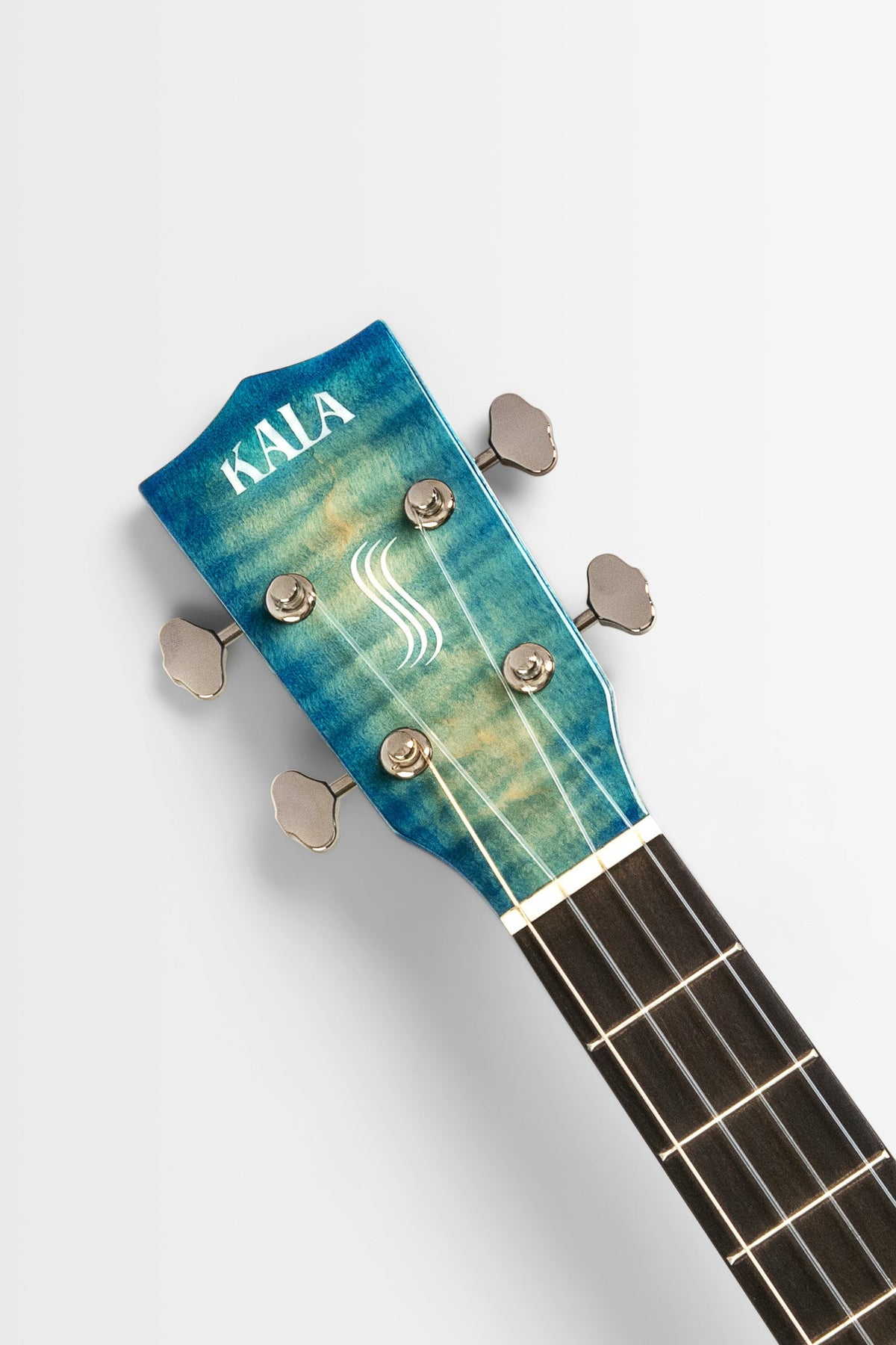 Kala KA-WF-BLU-AFM-B All Solid Blue Flame Maple Waterfall Baritone Ukulele With Bag