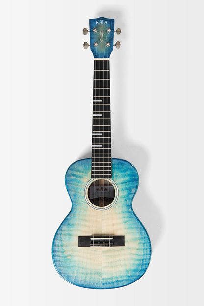 Kala KA-WF-BLU-AFM-T All Solid Blue Flame Maple Waterfall Tenor Ukulele With Bag