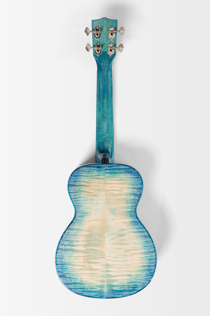 Kala KA-WF-BLU-AFM-T All Solid Blue Flame Maple Waterfall Tenor Ukulele With Bag