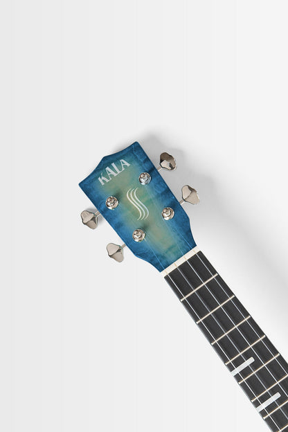 Kala KA-WF-BLU-AFM-T All Solid Blue Flame Maple Waterfall Tenor Ukulele With Bag