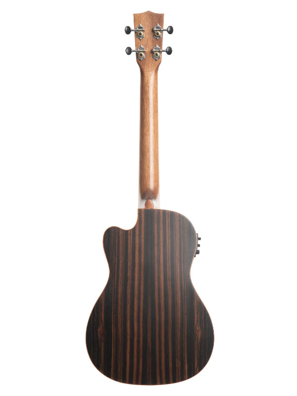 Kala KA-SSEBY-B-CE Solid Spruce Top Striped Ebony Baritone Cutaway W/EQ  Ukulele