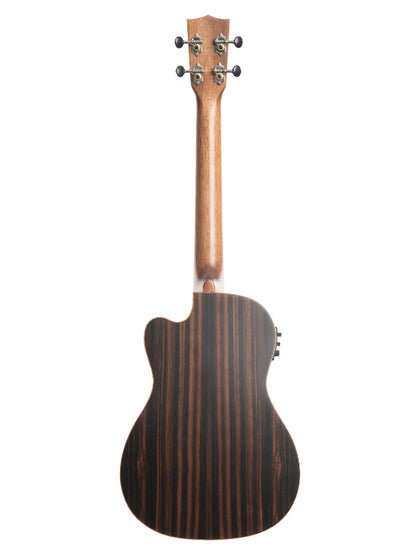Kala KA-SSEBY-B-CE Solid Spruce Top Striped Ebony Baritone Cutaway W/EQ  Ukulele