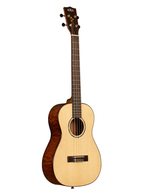 Kala KA-20TH-SQS-B 20th Anniversary Solid Spruce Top Quilted Sapele Baritone Ukulele With Bag
