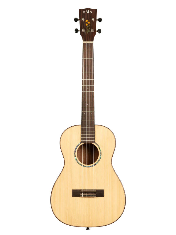 Kala KA-20TH-SQS-B 20th Anniversary Solid Spruce Top Quilted Sapele Baritone Ukulele With Bag