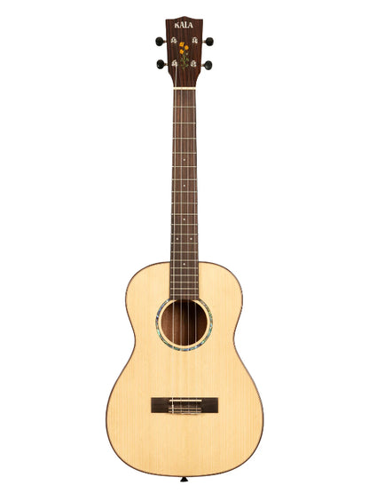 Kala KA-20TH-SQS-B 20th Anniversary Solid Spruce Top Quilted Sapele Baritone Ukulele With Bag